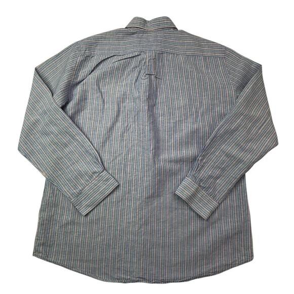 J. McLaughlin Shirt Mens XL XLARGE Blue‎ Striped Linen Cotton Blend Button Down - Picture 11 of 16